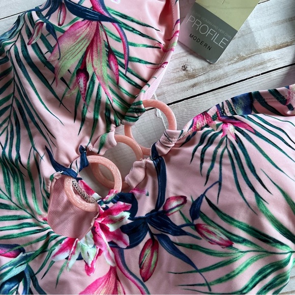 NWT Modern Profile by Gottex One Piece Swimsuit in Pink Tropical Floral size 8 - Picture 6 of 8